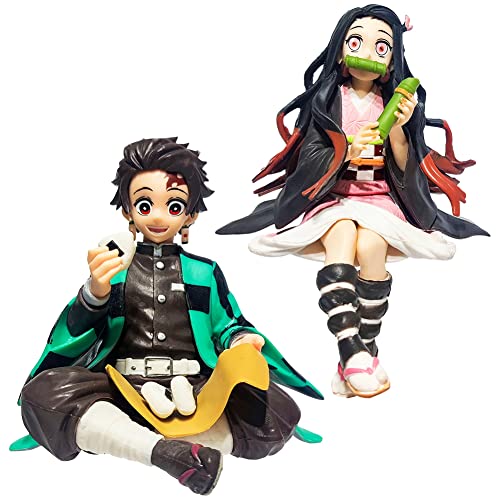 FISAPBXC Demonslayer Figur,2 PCS Demonslayer Anime Figuren PVC Charakter Modell Actionfigur Collectibles Spielzeugpuppe Sammlerstück Dekoration Ornamente Doll Sammlung Desktop,für Anime Fans von FISAPBXC