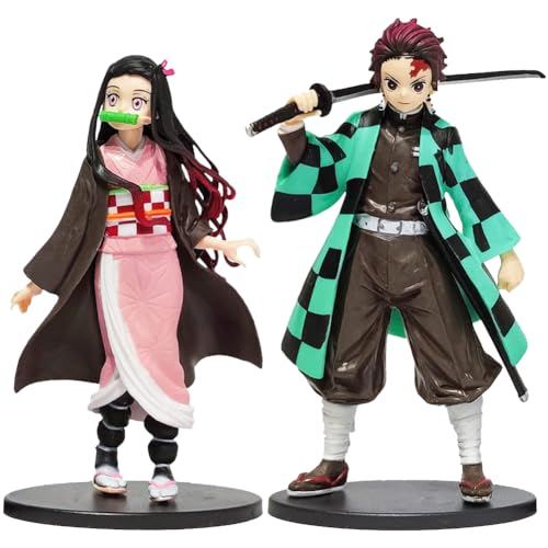 FISAPBXC Demonslayer Figure,2 PCS Demonslayer Anime Figuren PVC Charakter Modell Actionfigur Collectibles Spielzeugpuppe Sammlerstück Dekoration Ornamente Doll Sammlung Desktop,für Anime Fans von FISAPBXC