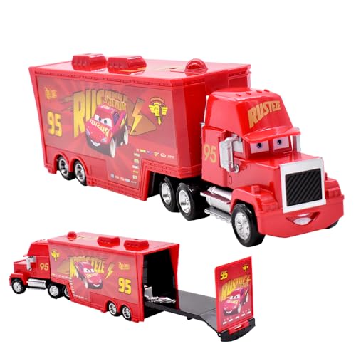 FISAPBXC Mc-Queen Spielzeugauto Set, Mc-Queen Modellauto Mc-Queen Kinderfahrzeuge Reibungsbetriebenes Spielzeugmodell Racing Modell Cartoon Auto Racer Transporter Sortiment für Jungen Mädchen Kinder von FISAPBXC