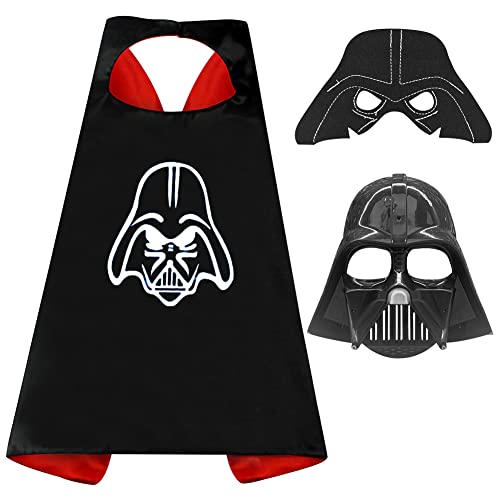 FISAPBXC Sttar Wars Cosplay Kostüm für Kinder, Black Warrior Cape Kinderkostüm Cosplay Party Costume Umhang mit Maske Spielzeug Kostüm Cape Handschuh für Kindergeburtstag, Halloween, Karneva von FISAPBXC