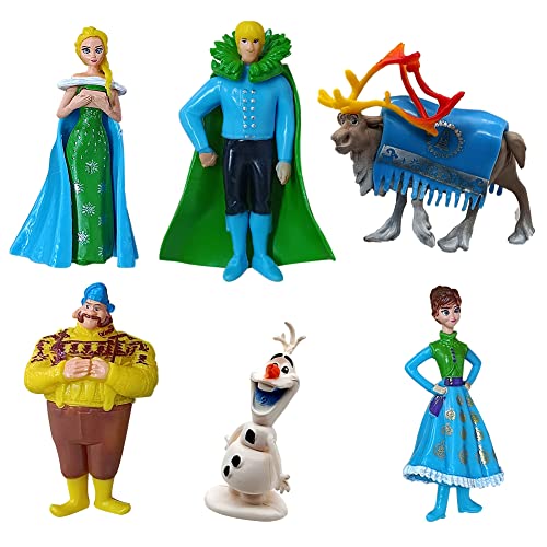 Frrozen Figuren Set, 6PCS Eiskönigin Figuren Modell Eiskönigin Figuren Tortendekoration Anime Ornamente Modell Statue PVC Figuren Modell DIY Desktop Ornamente Dekoration für Kinder Fans Geschenk von FISAPBXC