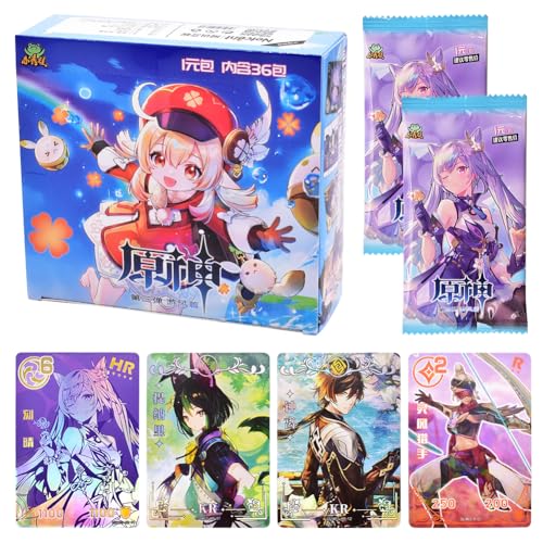 Genshinimpact Anime Karten,Genshinimpact Sammelkarten Karten Set Cartoon Trading Cards Kartenspiel Booster Pack Solitaire Card Box Geburtstagsgeschenk Für Anime Enthusiasten, für Fans Teenager von FISAPBXC