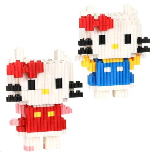 Hellokiitty Building Block Set,2PCS Hellokiitty Building Blocks 3D Mini Puzzle Building Kit Cartoon DIY Modell Eltern-Kind Interaktionsspielzeug Weihnachtsgeburtstagsgeschenk für Kinder Jungen Mädchen von FISAPBXC