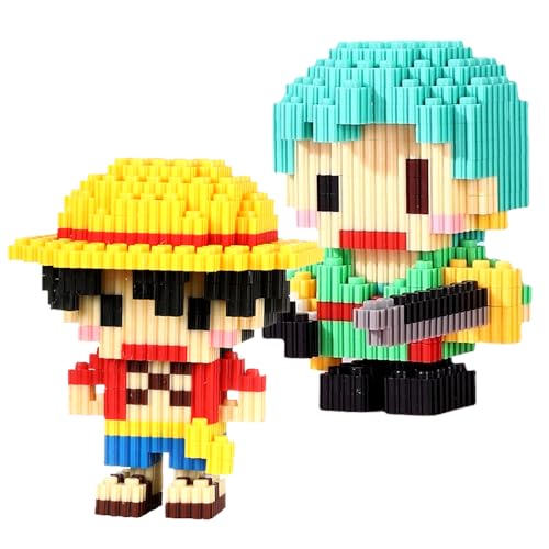 Luffy Building Blocks Set,2PCS Roronoa Zoro Building Blocks 3D Mini Puzzle Building Kit onepiece Cartoon DIY Modell Eltern-Kind Interaktionsspielzeug Weihnachtsgeburtstagsgeschenk für Kinder Jungen von FISAPBXC