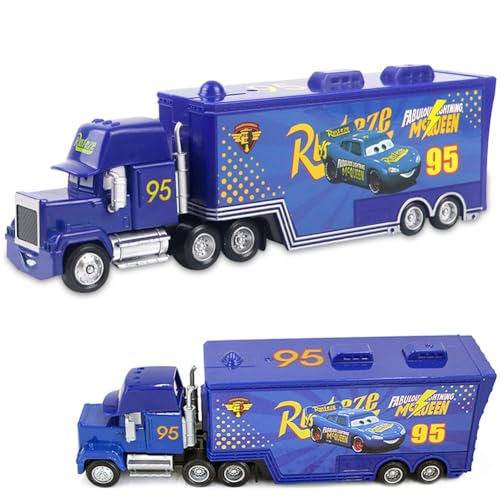 Mc-Queen Spielzeugauto Set, Mc-Queen Modellauto Mc-Queen Kinderfahrzeuge Reibungsbetriebenes Spielzeugmodell Racing Modell Cartoon Auto Racer Transporter Sortiment für Jungen Mädchen Kinder(Blau) von FISAPBXC