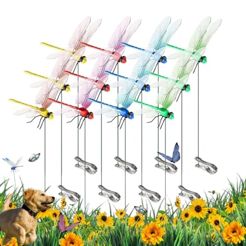FITLBW dragonfly clip,dragonfly hat clip,Libellen-Hut-Clip, 3D-Libellen-Gartenstecker,Realistische 3D-Dekorationsklammern für den Außenbereich,Libellen-Dekoration für den von FITLBW