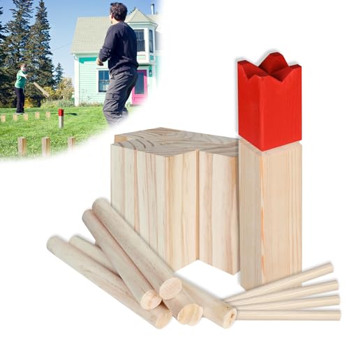 FIVMEN Kubb Spiel Wikingerspiel Holz Wurfspiel Set mit Transporttasche Wikingerschach Gartenspiele Holzspiele Outdoor Spiele Erwachsene Kinder Spielspaß von FIVMEN