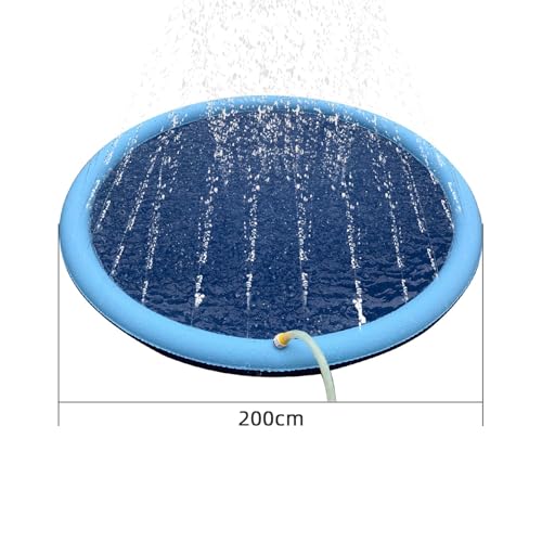 FIYSON Dog Sprinkler Pad,Wasserspielmatte mit Sprinkler,Verdickt Anti-Rutsch Matte,Faltbarer Langlebig Splash Padh,Becken für Kinde,tragbare Sprinkler,Spielmatte für draußen (150cm) von FIYSON