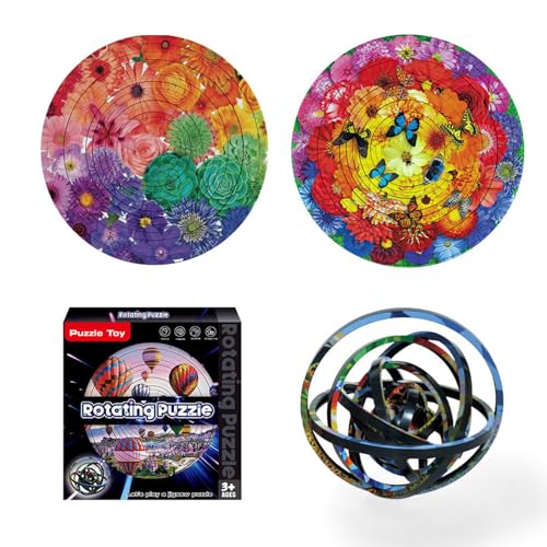 FIYSON Runde 3D-Puzzles, rotierende Puzzles, Spiele, die Kinder zur Konzentration anregen, kreatives Spielzeug für pädagogische Fähigkeiten,Lernspielzeug und Geschenke für Jungen und Mädchen (3) von FIYSON