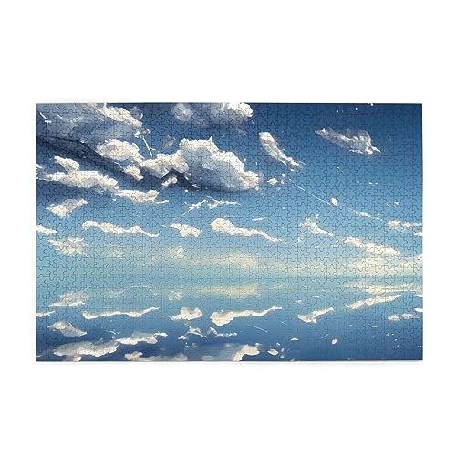 Blauer Himmel und weiße Wolken Puzzle 1000 Teile Erwachsene Puzzle Puzzle Spiele Wohnkultur (74,9 x 50 cm) von FInpan