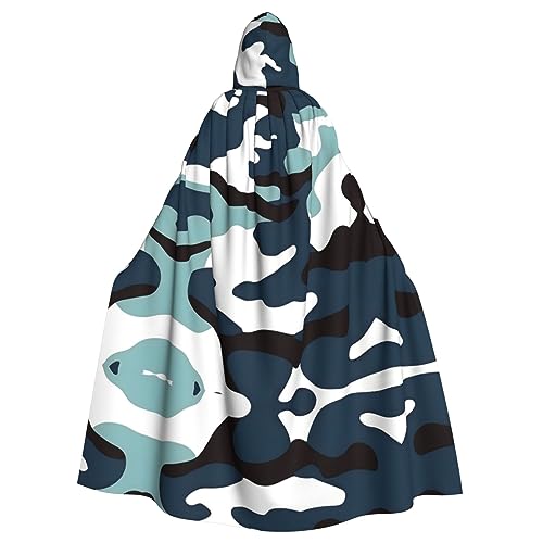 FInpan Marine-Camouflage-Poncho, Halloween-Kapuzenumhang, Damen, Herren, Halloween, Verkleidung, Party, Cosplay-Kostüme von FInpan