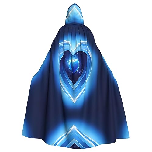 FJAUOQ Baby Blue Heart Print Halloween Hooded Cloak The Decoration Hooded Cape Transform Your Look with Ultimate von FJAUOQ