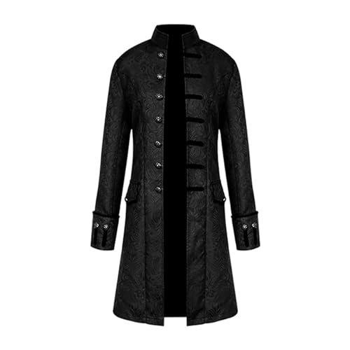 FJKVKDT Mittelalterliche Halloween Kostüme Männliche Mantel Viktorianische Hof Uniform Renaissance Outfit Vintage Festival Cosplay Tägliche Kostüm (Schwarz, 2XL) von FJKVKDT