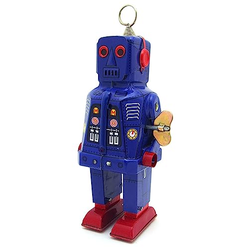 FLADO Aufziehspielzeug MS403 Feuriger Roboter, Blechspielzeug, Retro-Spielzeug, Sammlerspielzeug für Erwachsene, kreatives Geschenk, Vintage-Sammlerstück, Kindergeschenk (Blau) von FLADO