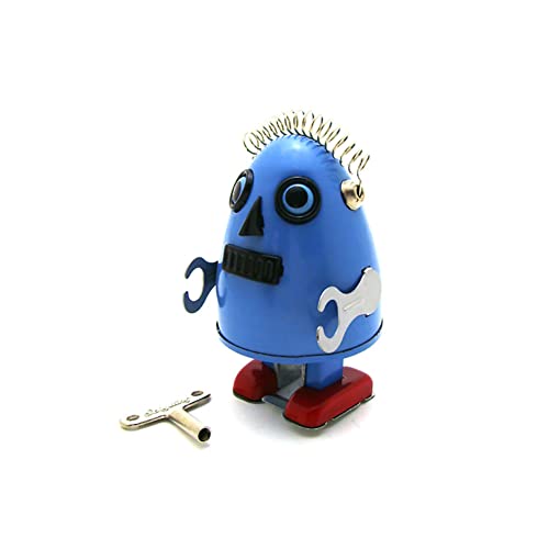 FLADO Aufziehspielzeug MS649, eiförmiger Roboter, Sammlerspielzeug für Erwachsene, nostalgisches Thema, Persönlichkeit, Ornamente, kreatives Blechspielzeug, Kunsthandwerk, Vintage (Blau) von FLADO