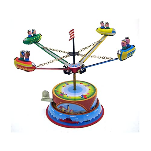FLADO Aufziehspielzeug aus Blech, Vergnügungspark, drehbares Raumschiff, Blechspielzeug, Vintage-Sammlung, Geschenk für Kinder von FLADO