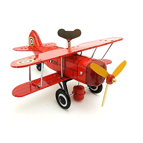 FLADO Flugzeug-Uhrwerk, Metallblechspielzeug, Sammlerstück, Geschenk, zum Aufziehen, zum Fahren, interaktives Kinderspielzeug für Jungen und Mädchen (Rot) von FLADO