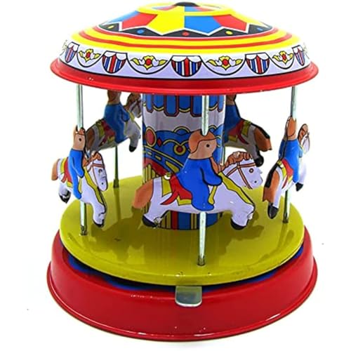 FLADO Klassisches Karussell-Blechspielzeug für Kinder, Retro-Uhrwerk-Karussell-Ornamente, Sammlerspielzeug für Erwachsene, kreatives Retro-Blechspielzeug, Geburtstag von FLADO
