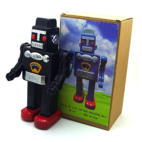 FLADO MS360 Blechroboter-Spielzeug, kreative Geschenke, Aufziehspielzeug, nostalgisches Vintage-Sammlerstück, Kindergeschenk für Jungen und Mädchen, Eltern-Kind-Interaktion (Schwarz) von FLADO