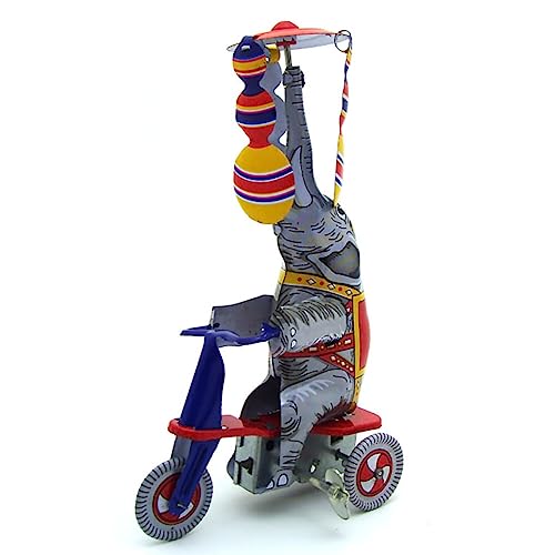 FLADO Nostalgisches Retro-Blechspielzeug MS814 Spanischer Elefant reitet auf einem Dreirad Aufziehspielzeug Neuartige Ornamente Kreatives Vintage-Sammelgeschenk von FLADO