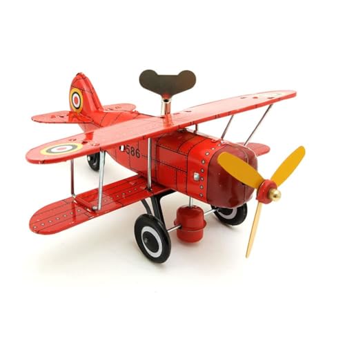 FLADO Retro-Aufziehspielzeug MS454 Flugzeug-Blechspielzeug, kreatives Vintage-Sammelspielzeug für Kinder, Geschenk für Jungen und Mädchen, Eltern-Kind-Interaktion (Rot) von FLADO