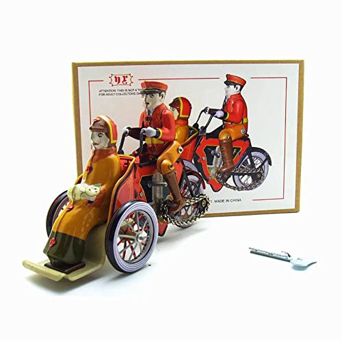 FLADO Retro Blechspielzeug Aufziehspielzeug 471 Menschliches Dreirad Kreative Requisiten Vintage Sammlerstück Kindergeschenk für Jungen Mädchen Eltern-Kind-Interaktion von FLADO