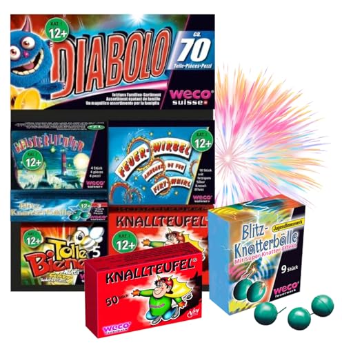 FLAME X BURN Diabolo XXL Set 70 Teile – Jugendspaß und Tischartikel Kat. F1 für Partys, Silvester und Jugendliche & Kinder 2025 von FLAME X BURN