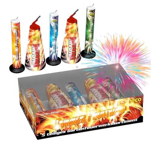 FLAME X BURN Summer Fountains 5er-Pack – Unterhaltung & Tischdeko Kat. F1 für Feiern, Silvester und Junge Gäste 2025 von FLAME X BURN