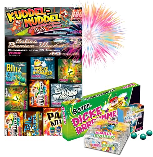 FLAME X BURN XXL Set 1x Kuddelmudel 180 Teile - 2025 für Silvester & Partys ideal für Jugendlichen & Kinder von FLAME X BURN