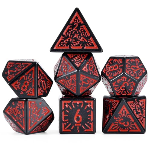 FLASHOWL Clock Dice DND Dice Stars and Moon Dice W20 Retro Dice D&D Dice Set with Polyhedral Role Playing Gaming Dice D20 Dice Würfelset Dungeons and Dragons Dice würfel Rot von FLASHOWL