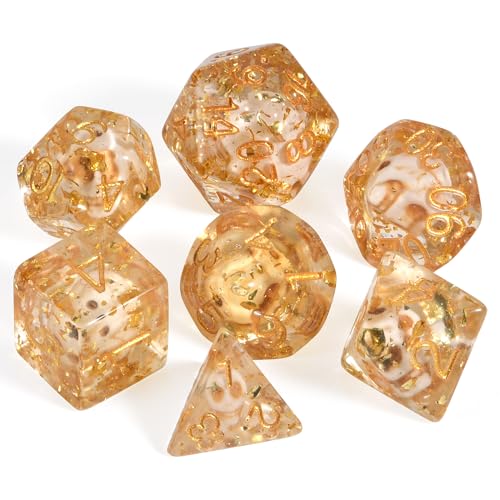 FLASHOWL Skull Dice Set Horror D&D Dice with Skull and Gold Foil Inside 7 Pieces DND Dice Set D20, D12, D10, D8, D6, D4 Polyhedral Role Play Dice Set von FLASHOWL