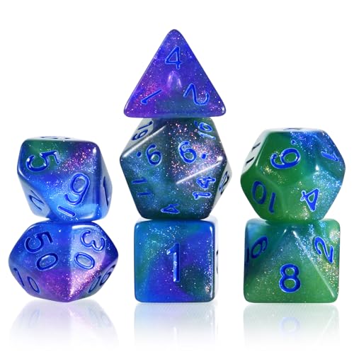 FLASHOWL W20 DND Würfelset Leuchtendes polyedrisches Würfelset RPG Würfelset d4 d6 d8 d10 d12 d20 d% für Dungeons and Dragons 7-teiliges Spielwürfelset 3 Farben von FLASHOWL