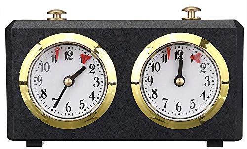 FLAVAS Schachuhr Timer, Professionelle Schachuhr, Tragbarer Schach Timer, Professionelle Schachuhren, Timer analog, Retro analoge Schachspiel Zubehör von FLAVAS