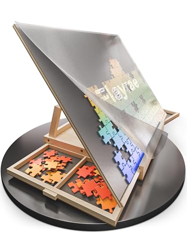 FLAYRAE ® - Puzzletisch Platz für Mind. 1000 Teile - Drehbares Puzzlebrett inklusive Staubschutzmatte, Schubladen und verstellbaren Winkeln - Puzzlebrett von FLAYRAE