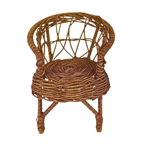 FLCPJGV 1/12 Puppenhaus Rattan Stuhl Miniatur Modell Puppenhaus Spielset Wicker Stuhl Mini von FLCPJGV