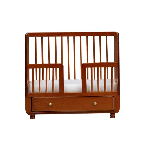 FLCPJGV 1:12 Skala Holz Puppe Haus Baby Bett Landschaft Liefert Möbel Modell 1:12 Baby von FLCPJGV