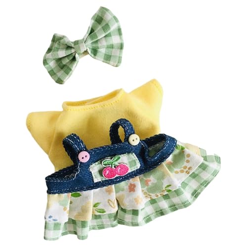 FLCPJGV 17 cm Niedliche Puppenkleidung Aus Plüsch, Accessoires für Puppen, Trendig, Gemütlich, Rollenspiel Outfits für Puppen, grünes Kleid von FLCPJGV