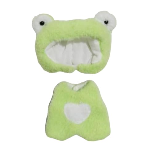 FLCPJGV 2 Stück Puppenanzüge und Hüte für 15–17 cm große Puppen, Geschenkideen für Kinder, Grüner Frosch von FLCPJGV