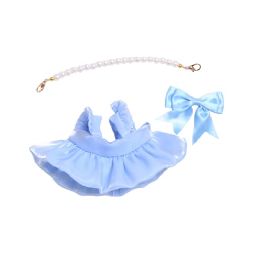 FLCPJGV 3 Stück Puppenkleidung Und Halskette mit Schleife, Haarnadel für 20 cm Puppen, Geschenkideen, Blau von FLCPJGV