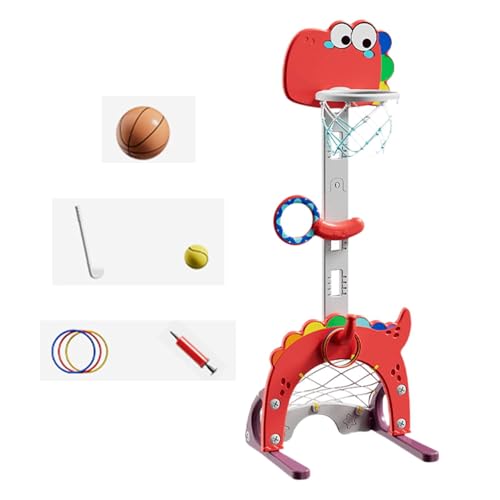 FLCPJGV Basketballkorb für Kinder, Spielgerät für Den Garten, Höhenverstellbar, Dinosaurier Verbessert von FLCPJGV