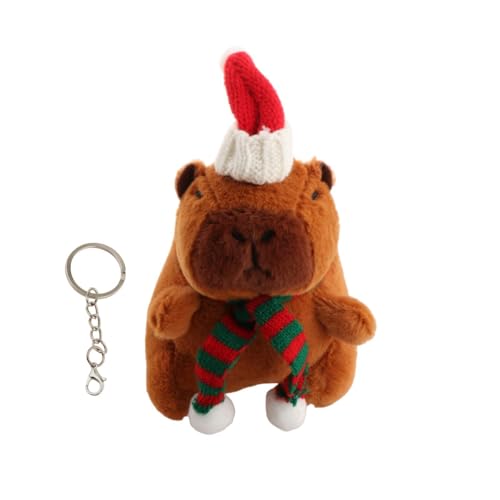 FLCPJGV Capybara Plüsch Anhänger für Schlüssel, Rucksack Dekoration, Kinder, Runder Grüner Schal von FLCPJGV