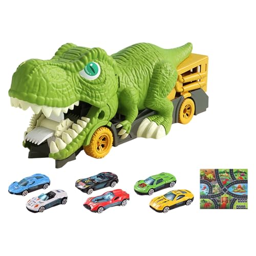 FLCPJGV Fantastischer Dino Transporter für Kinder, Spielset mit Kleinen Fahrzeugen, 6 Kleinwagen Und Karte von FLCPJGV