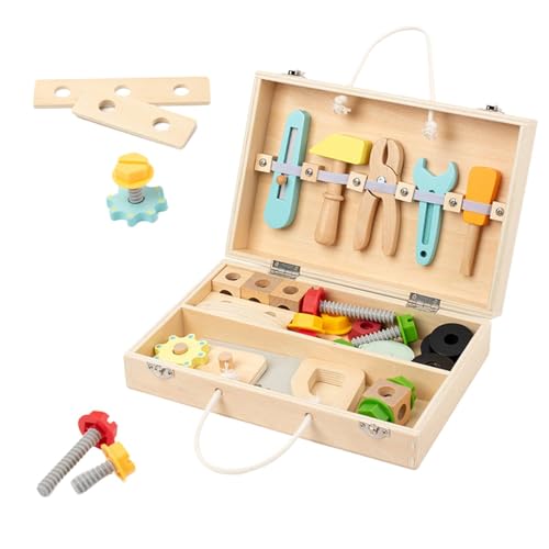 FLCPJGV Holz Kinder Werkzeug Set Montessori Spielzeug für Kinder Mädchen Jungen Urlaub Geschenke von FLCPJGV