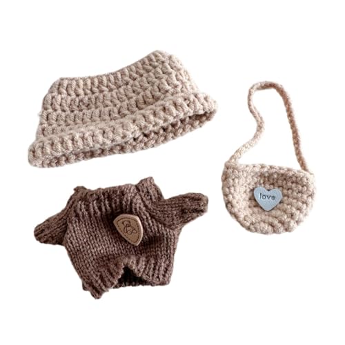 FLCPJGV Kleidung für 15 cm Plüschpuppe, Puppenzubehör, Anzieh-Outfits mit Mütze, Pullover Mütze Tasche von FLCPJGV