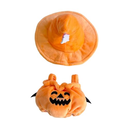 FLCPJGV Kürbis-Outfit für Puppen, DIY Halloween-Kostüm für Kinder, 15 cm, Orangefarbener Hut von FLCPJGV