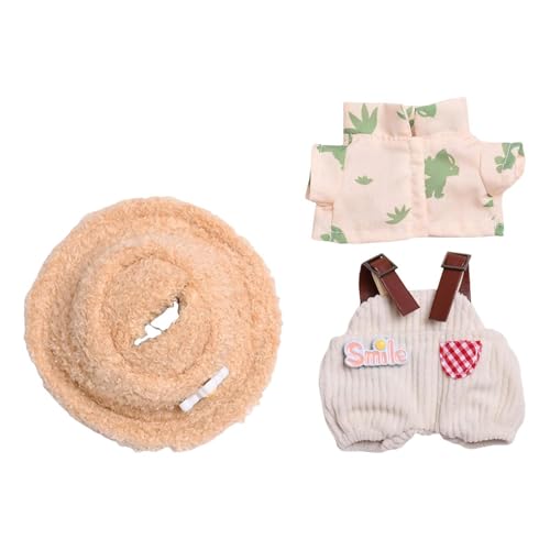 FLCPJGV Outfits für Plüschpuppen 15–17 cm, Anziehsachen für Kuscheltiere, DIY Kostüme, Hose Hemd Plüschmütze von FLCPJGV