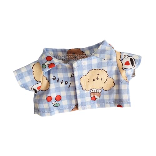 FLCPJGV Plüschpuppenkleidung für 15 cm Große Puppen Trendige Outfits für Kuscheltiere, Blaues Bärengitter von FLCPJGV