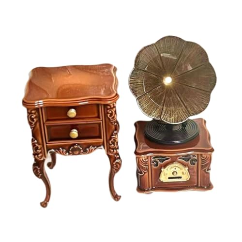 FLCPJGV Puppenhaus Miniatur Grammophon Maßstab 1:12 mit Schrank Mini Phonograph von FLCPJGV