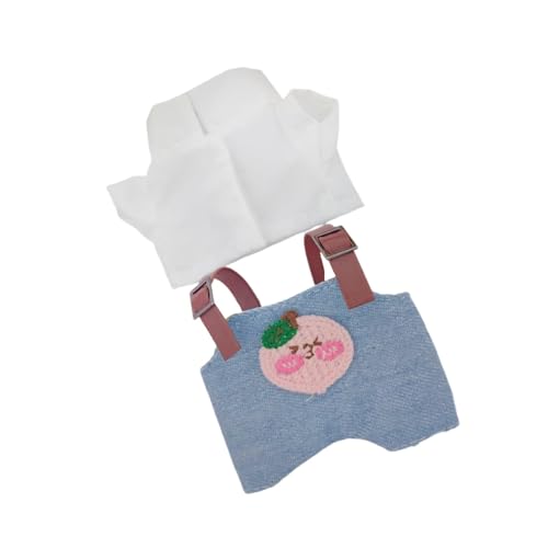 FLCPJGV Puppenkleidung für 15 cm Kuscheltiere, Kostüme und Zubehör für Plüschpuppen, Pfirsichfarbenes Overall-Set von FLCPJGV