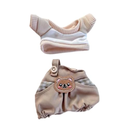 FLCPJGV Puppenkleidung mit Bärenmotiv, Anzüge und T-Shirts für 17 cm Puppen, Khaki von FLCPJGV